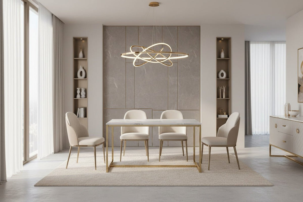 Renata Rectangular Dining Table - White Marble - Effect Top, Stainless Steel Frame - Luminex FurnitureDining TableSCA503