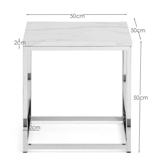 Renata White Marble Top Lamp Table - Luminex FurnitureLamp TableSCA102