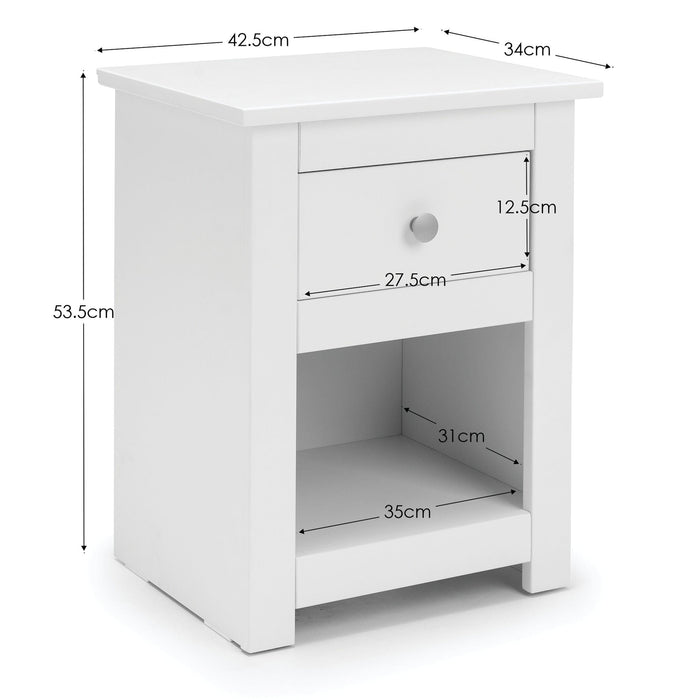 Rocco 1 Drawer Bedside in Surf White - Luminex FurnitureBedside TableRAD001