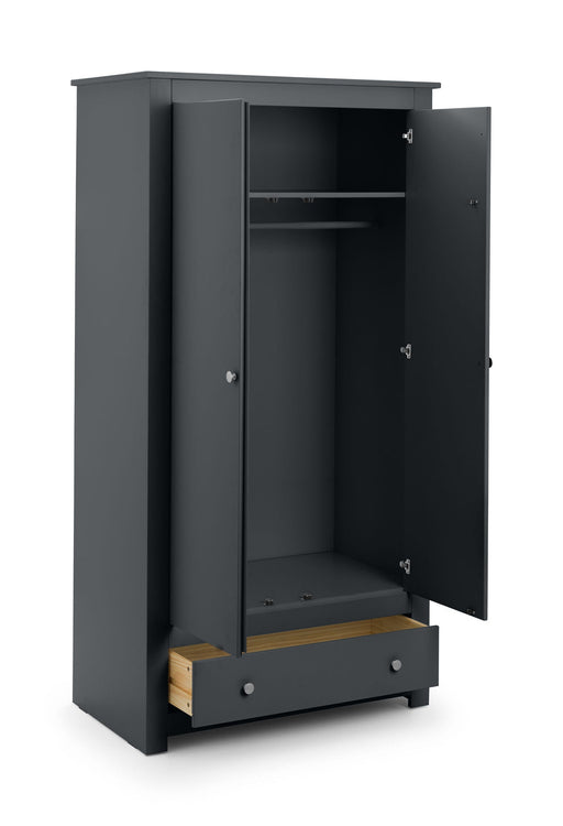 Rocco 2 Door 1 Drawer Wardrobe in Anthracite - Luminex FurnitureWardrobeRAD104