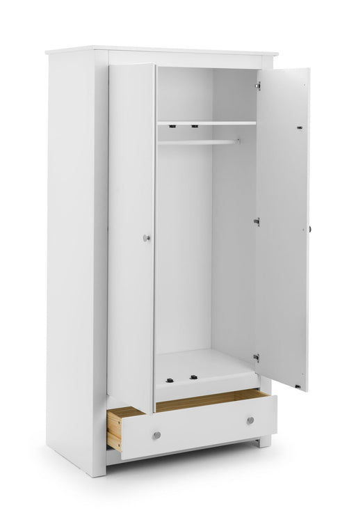 Rocco 2 Door 1 Drawer Wardrobe in Surf White - Luminex FurnitureWardrobeRAD004