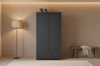 Rocco Anthracite 2 Door 1 Drawer Wardrobe - Luminex FurnitureWardrobeRAD104