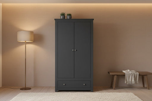 Rocco Anthracite 2 Door 1 Drawer Wardrobe - Luminex FurnitureWardrobeRAD104