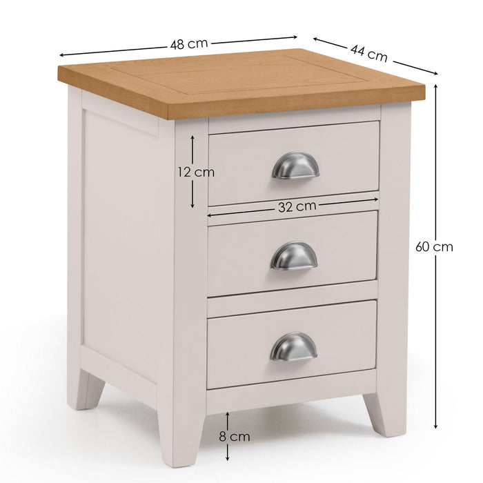 Rosalind 3 Drawer Bedside Table – Elephant Grey Oak - Luminex FurnitureBedside TableRIC301