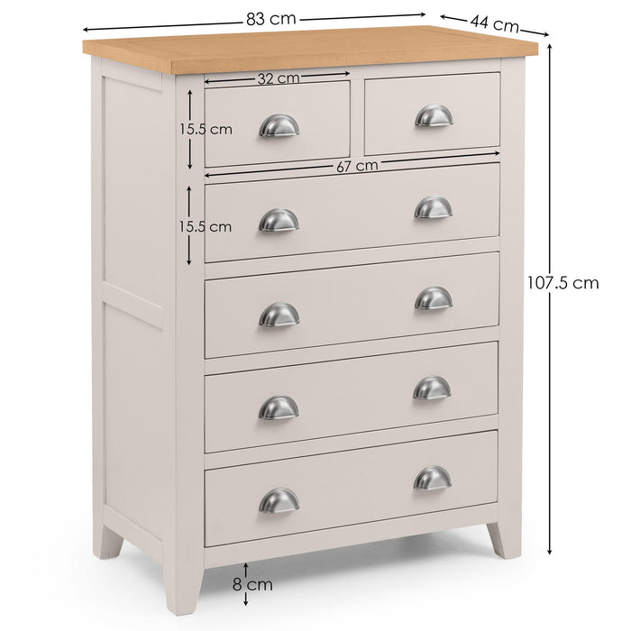 Rosalind 4+2 Drawer Chest in Elephant Grey - Luminex FurnitureChest of drawersRIC302