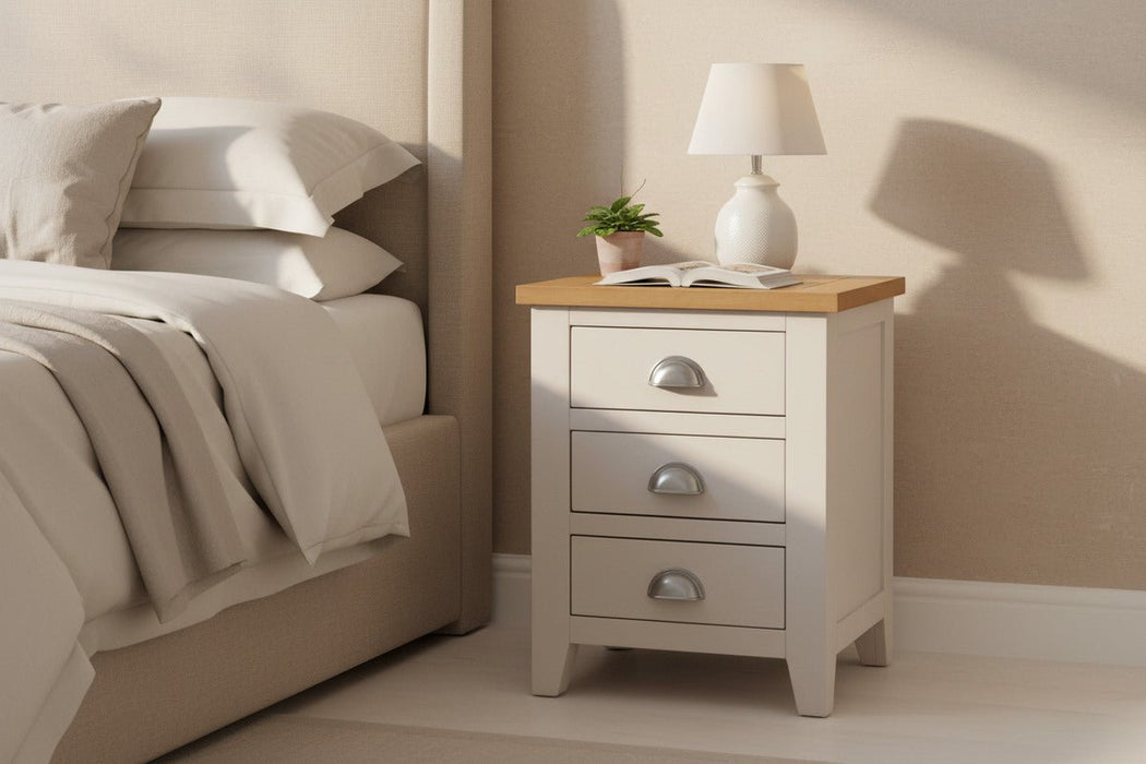 Rosalind Elephant Grey 3 Drawer Bedside Table - Luminex FurnitureBedside TableRIC301