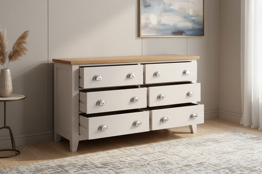 Rosalind Elephant Grey 6 Drawer Wide Chest of Drawers - Luminex FurnitureChest of drawersRIC303