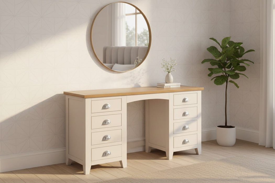 Rosalind Elephant Grey Twin Pedestal Dressing Table - Luminex FurnitureDressing TableRIC306