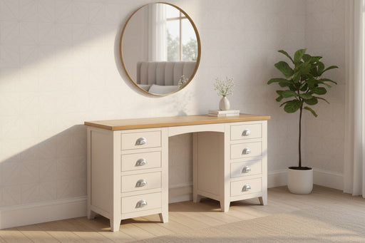 Rosalind Elephant Grey Twin Pedestal Dressing Table - Luminex FurnitureDressing TableRIC306