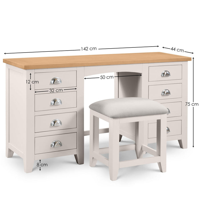 Rosalind White Oak Twin Pedestal Dressing Table - Luminex FurnitureDressing TableRIC306