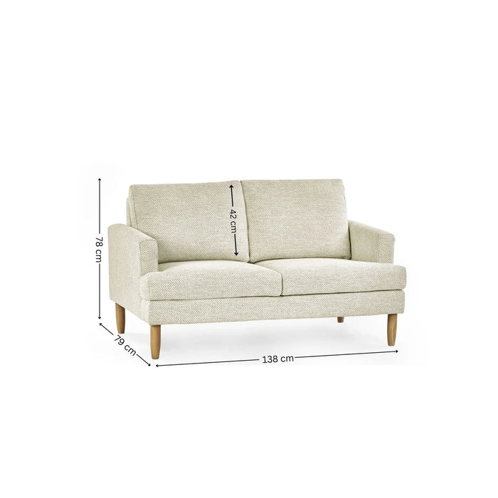 Rustica Beige Pearl Barley Upholstered Compact 2 Seater Sofa - Luminex FurnitureSofasDAI001