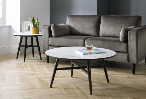 Rylin Coffee Table – White Marble Effect & Black Legs - Luminex FurnitureCoffee TableFIR101