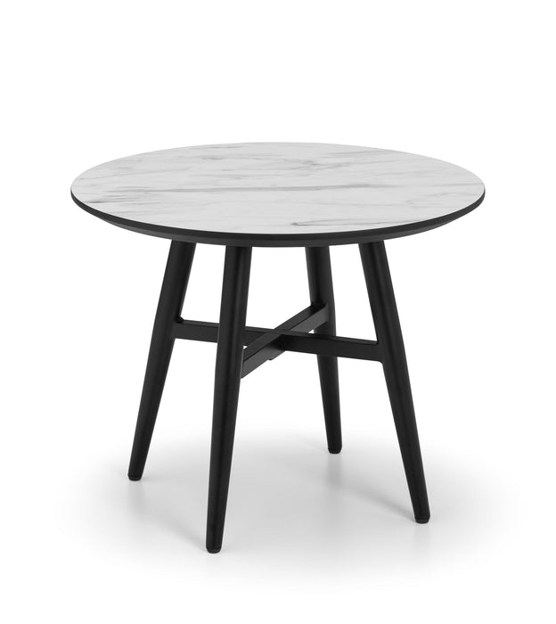 Rylin Marble Effect Lamp Table - White Marble Effect & Black Legs - Luminex FurnitureLamp TableFIR102