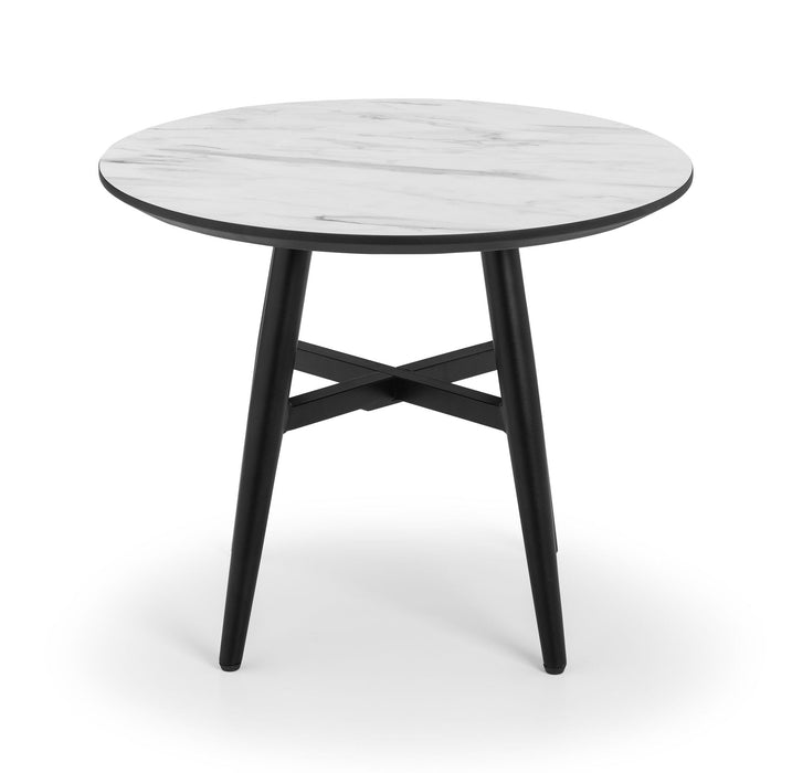 Rylin Marble Effect Lamp Table - White Marble Effect & Black Legs - Luminex FurnitureLamp TableFIR102