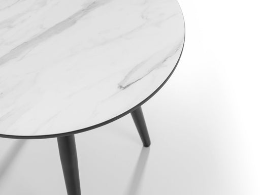 Rylin Marble Effect Lamp Table - White Marble Effect & Black Legs - Luminex FurnitureLamp TableFIR102