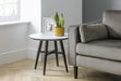Rylin Marble Effect Lamp Table - White Marble Effect & Black Legs - Luminex FurnitureLamp TableFIR102