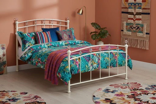 Sage Stone White Metal Bed Frame - Luminex FurnitureMetal BedsSOP101