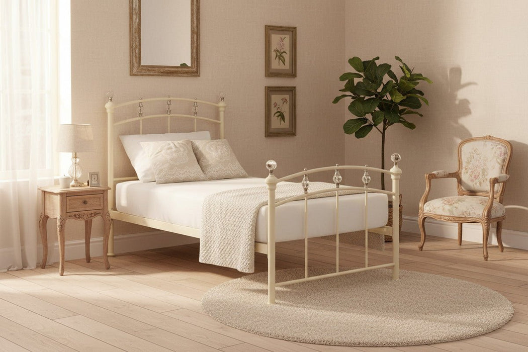 Sage Stone White Metal Bed Frame - Luminex FurnitureMetal BedsSOP103