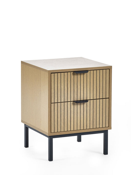 Sansa 2 Drawer Bedside Table – Modern Black & Oak - Luminex FurnitureBedside TableSIA007