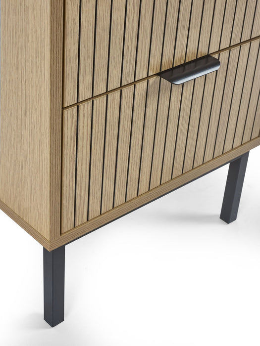 Sansa 2 Drawer Bedside Table – Modern Black & Oak - Luminex FurnitureBedside TableSIA007