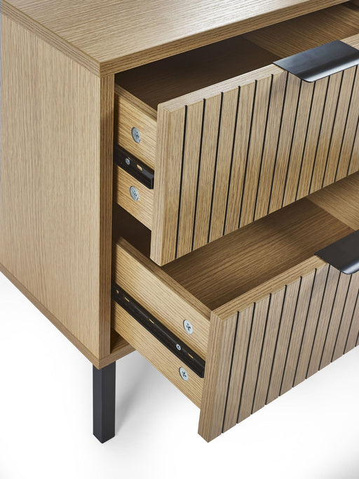Sansa 2 Drawer Bedside Table – Modern Black & Oak - Luminex FurnitureBedside TableSIA007