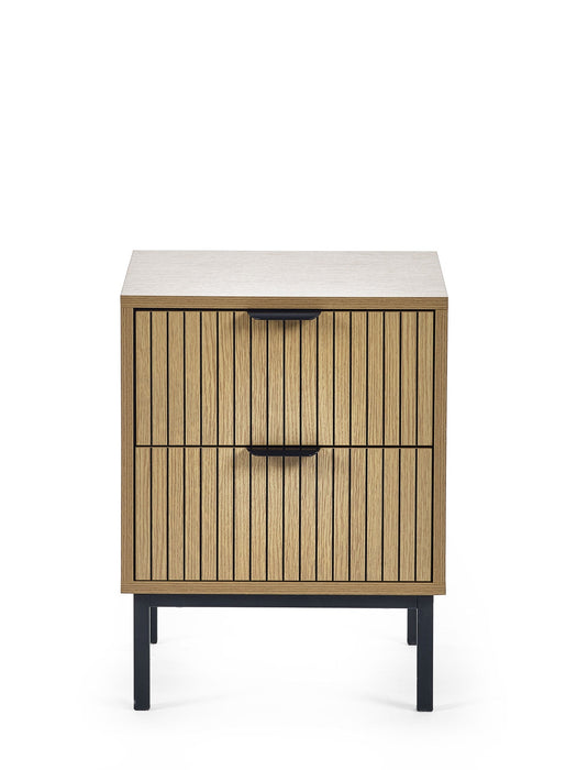 Sansa 2 Drawer Bedside Table – Modern Black & Oak - Luminex FurnitureBedside TableSIA007