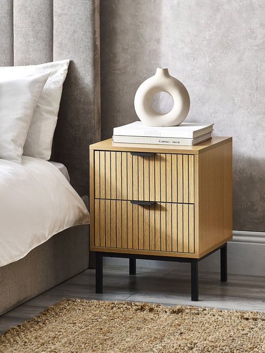 Sansa 2 Drawer Bedside Table – Modern Black & Oak - Luminex FurnitureBedside TableSIA007
