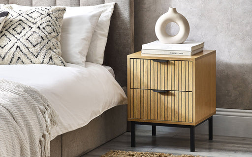 Sansa 2 Drawer Bedside Table – Modern Black & Oak - Luminex FurnitureBedside TableSIA007
