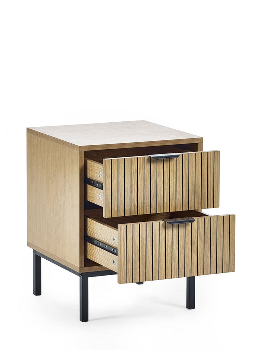 Sansa 2 Drawer Bedside Table – Modern Black & Oak - Luminex FurnitureBedside TableSIA007