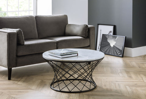 Saphira Marble Coffee Table – White Marble & Black Base - Luminex FurnitureCoffee TableTRE101
