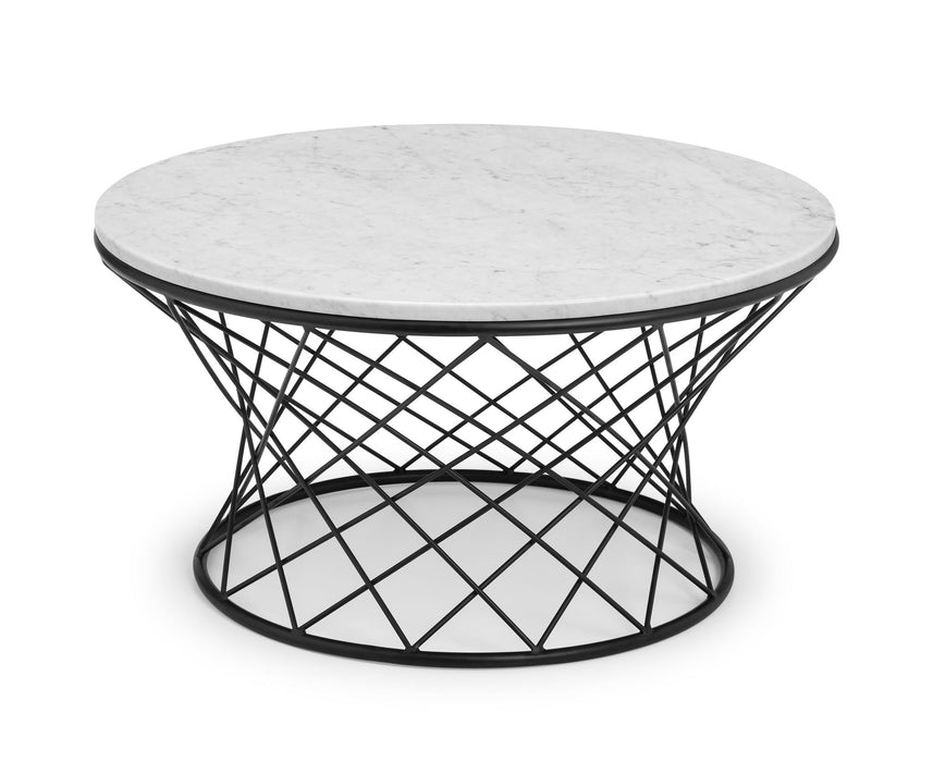 Saphira Marble Coffee Table – White Marble & Black Base - Luminex FurnitureCoffee TableTRE101