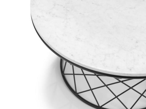 Saphira Marble Coffee Table – White Marble & Black Base - Luminex FurnitureCoffee TableTRE101