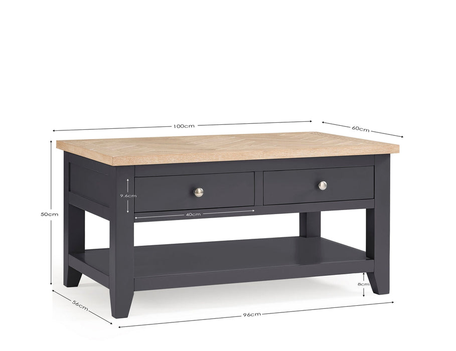 Savannah Dark Grey Coffee Table with Drawers - Luminex FurnitureCoffee TableBOR104