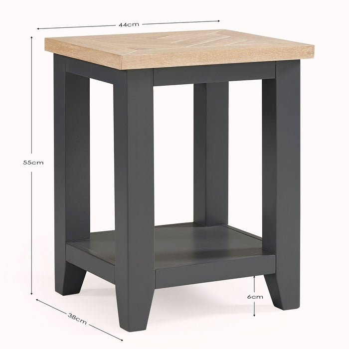 Savannah Lamp Table – Dark Grey | Rustic Parquet Design - Luminex FurnitureLamp TableBOR105