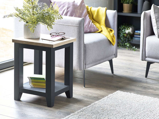Savannah Lamp Table – Dark Grey | Rustic Parquet Design - Luminex FurnitureLamp TableBOR105