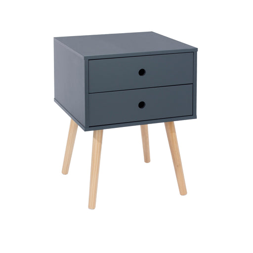 Scandia Blue Bedside Table, 2 Drawer & Wood Legs Cabinet - LuminexFurnitureBedside TableBSB110