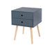 Scandia Blue Bedside Table, 2 Drawer & Wood Legs Cabinet - LuminexFurnitureBedside TableBSB110