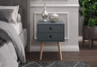 Scandia Blue Bedside Table, 2 Drawer & Wood Legs Cabinet - LuminexFurnitureBedside TableBSB110