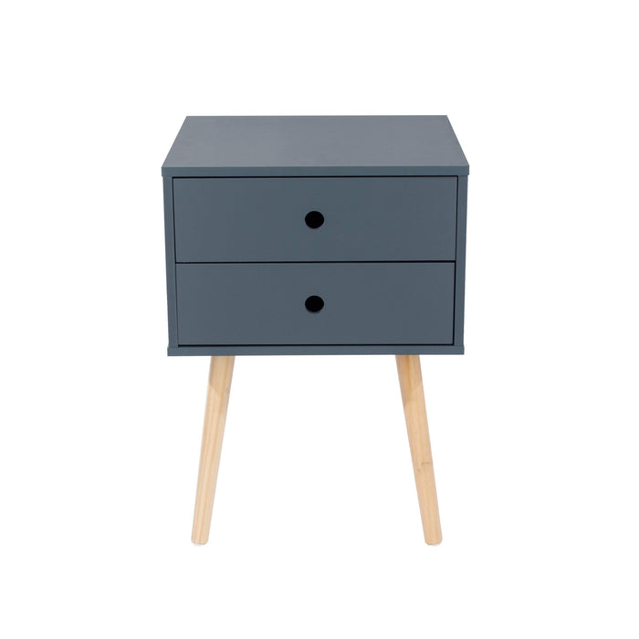 Scandia Blue Bedside Table, 2 Drawer & Wood Legs Cabinet - LuminexFurnitureBedside TableBSB110