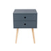 Scandia Blue Bedside Table, 2 Drawer & Wood Legs Cabinet - LuminexFurnitureBedside TableBSB110