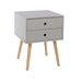 Scandia Grey Bedside Table, 2 Drawer & Wood Legs - LuminexFurnitureBedside TableBSG110