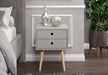 Scandia Grey Bedside Table, 2 Drawer & Wood Legs - LuminexFurnitureBedside TableBSG110