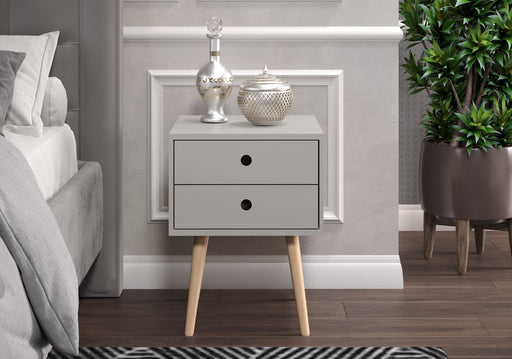 Scandia Grey Bedside Table, 2 Drawer & Wood Legs - LuminexFurnitureBedside TableBSG110