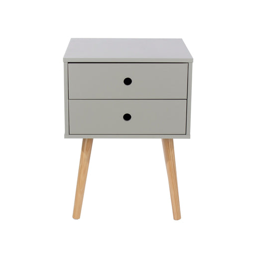Scandia Grey Bedside Table, 2 Drawer & Wood Legs - LuminexFurnitureBedside TableBSG110
