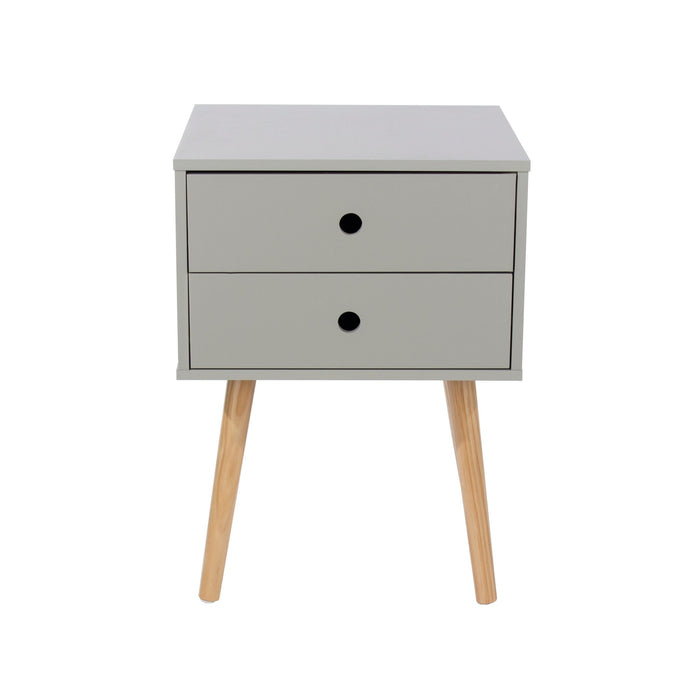Scandia Grey Bedside Table, 2 Drawer & Wood Legs - LuminexFurnitureBedside TableBSG110