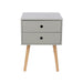 Scandia Grey Bedside Table, 2 Drawer & Wood Legs - LuminexFurnitureBedside TableBSG110