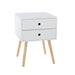 Scandia White Bedside Table, 2 Drawer & Wood Legs - LuminexFurnitureBedside TableBS110