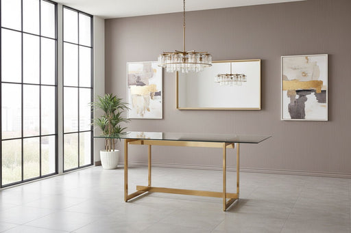 Selene Dining Table | Gold Geometric Base & Glass Top, 200cm - Luminex FurnitureDining TableMIN101