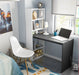 Selvano White & Grey Computer Desk with Bookcase - Luminex FurnitureDesk3220
