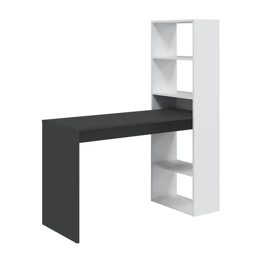 Selvano White & Grey Computer Desk with Bookcase - Luminex FurnitureDesk3220